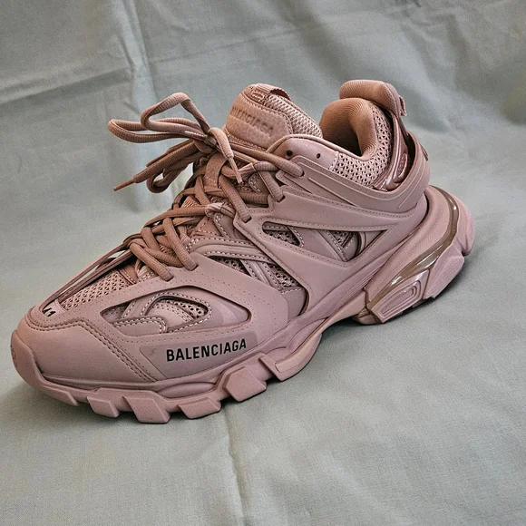 Men's Balenciaga Track Sneaker Dark Tan Leather Mesh Luxury Sneakers Size 8 US - Picture 4 of 16